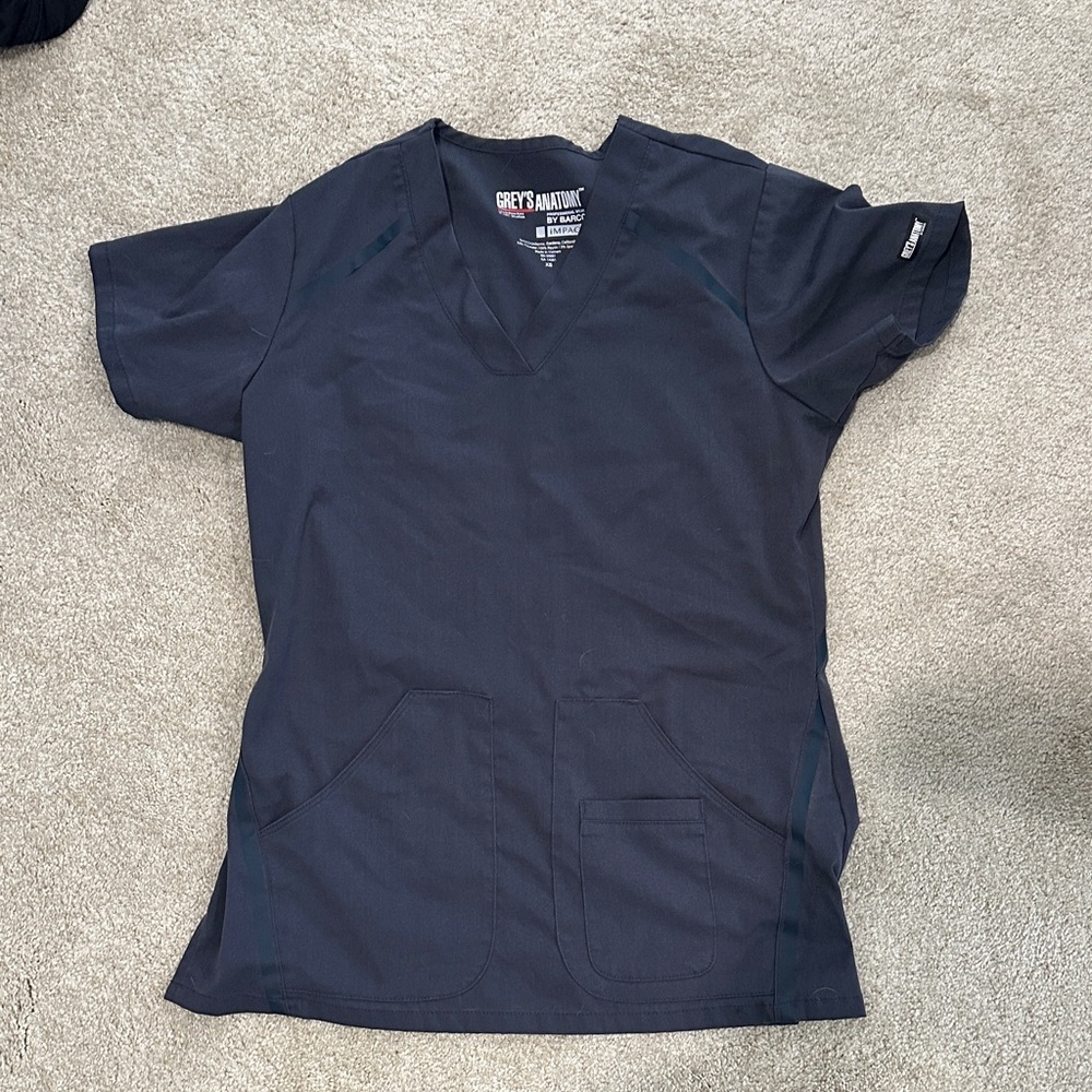 Grey's Anatomy Dark Blue/Gray V-Neck Scrub Top
